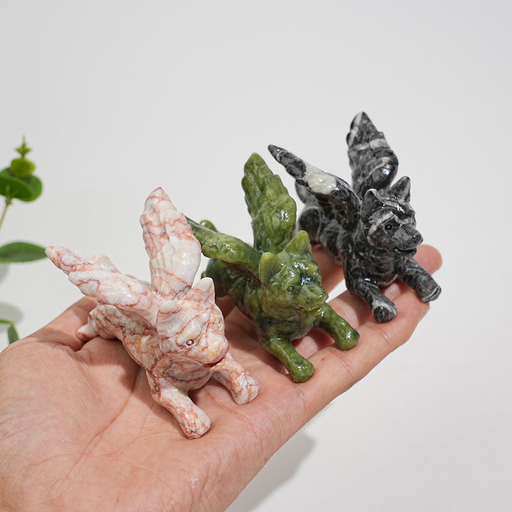 Natural Crystal Carving Winged Dog