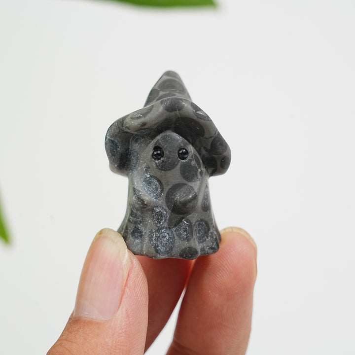 Natural Crystal Lovely Hatted Ghost Carving