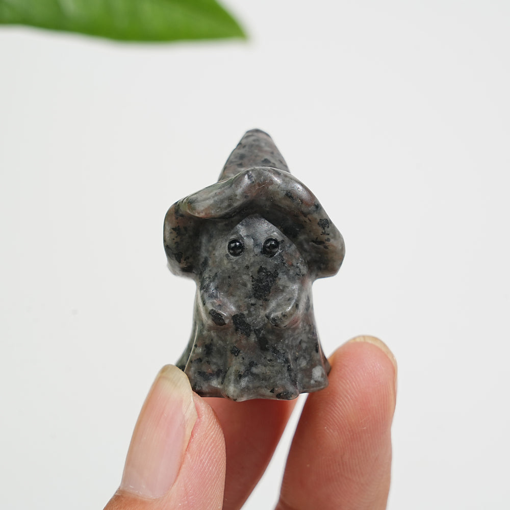 Natural Crystal Lovely Hatted Ghost Carving