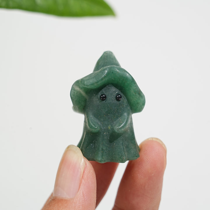 Natural Crystal Lovely Hatted Ghost Carving