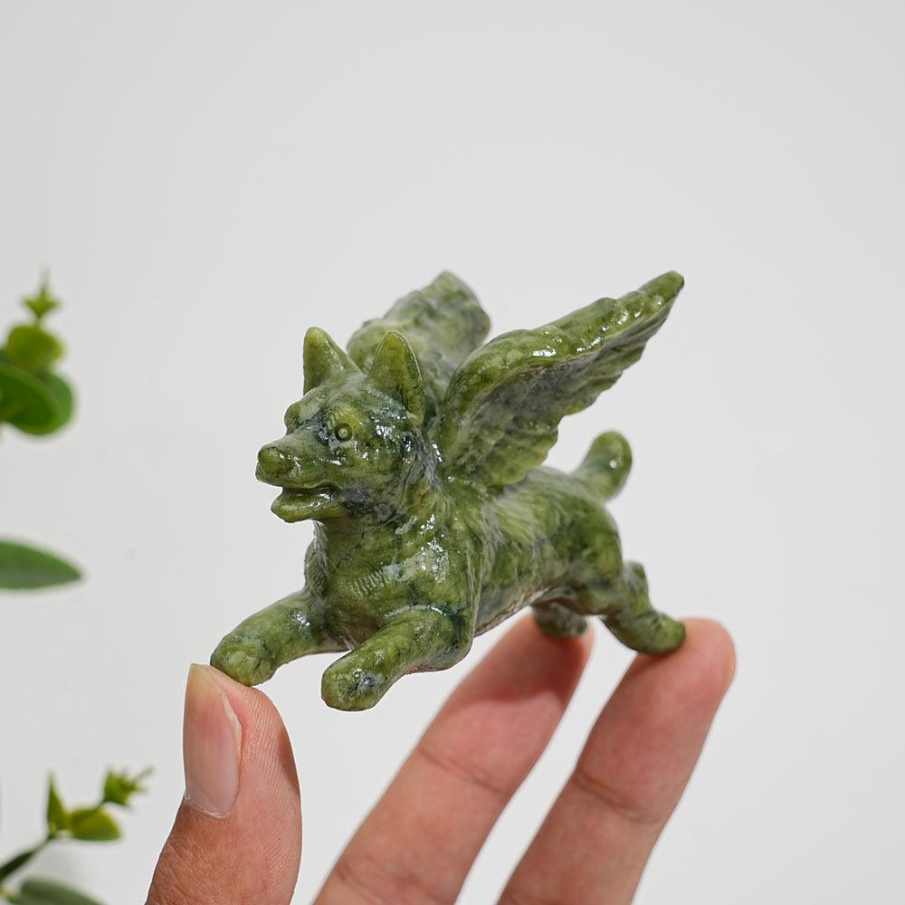 Natural Crystal Carving Winged Dog