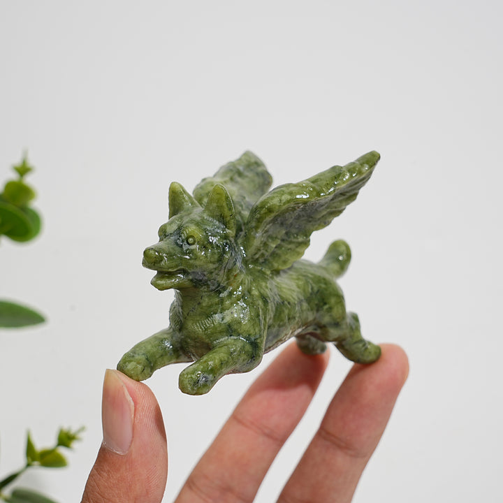 Natural Crystal Carving Winged Dog