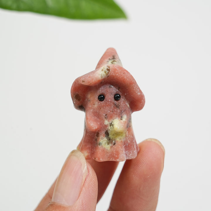 Natural Crystal Lovely Hatted Ghost Carving