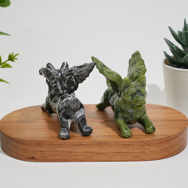 Natural Crystal Carving Winged Dog