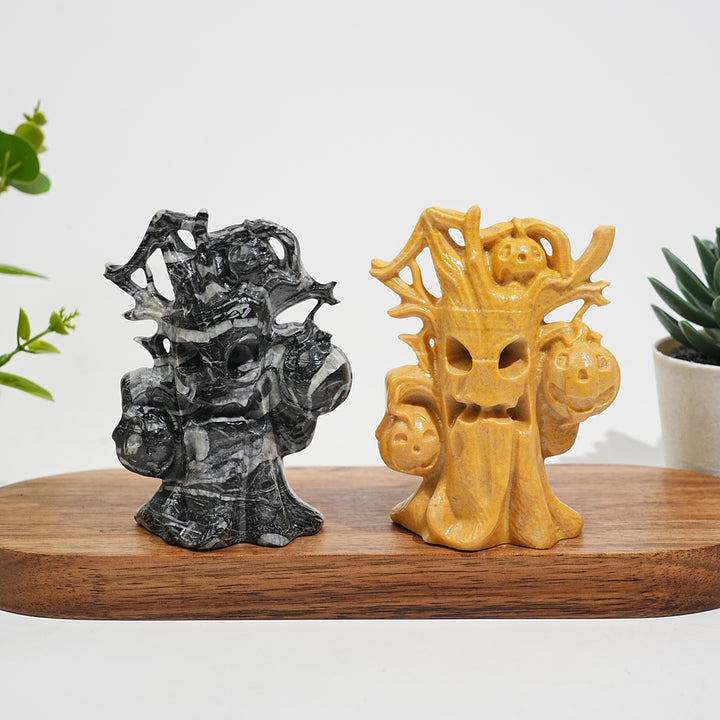 Natural Crystal Carving Ghost Pumpkin Tree