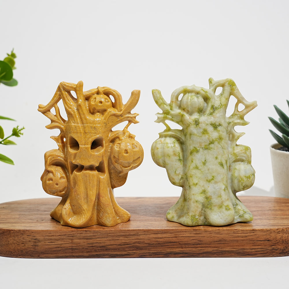 Natural Crystal Carving Ghost Pumpkin Tree