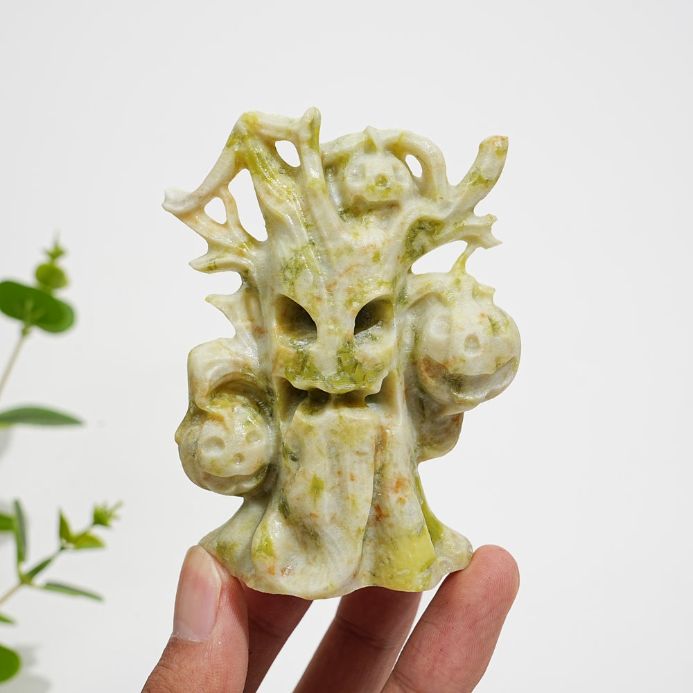 Natural Crystal Carving Ghost Pumpkin Tree