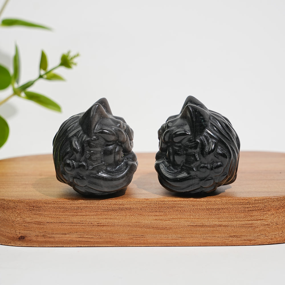Natural Crystal Silver Obsidian Lion Dance Head