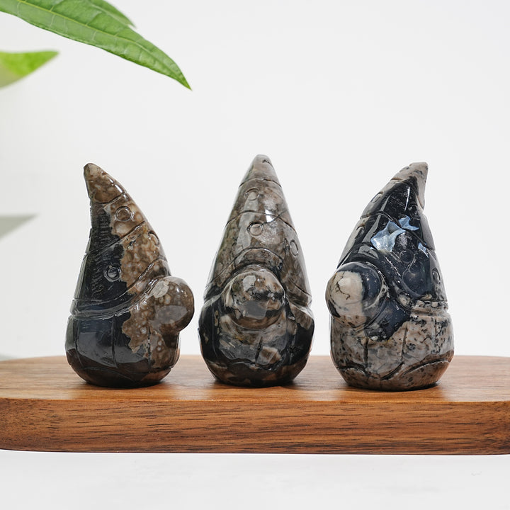 Unique,Natural Crystal Volcanic Agate Gnome Carving