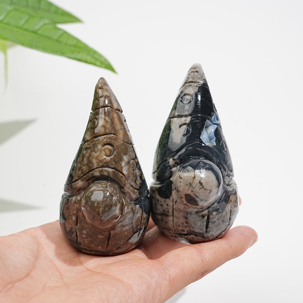 Unique,Natural Crystal Volcanic Agate Gnome Carving