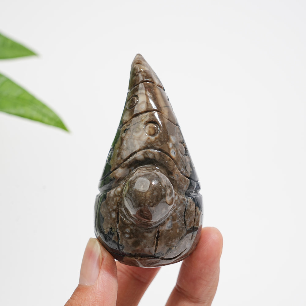 Unique,Natural Crystal Volcanic Agate Gnome Carving