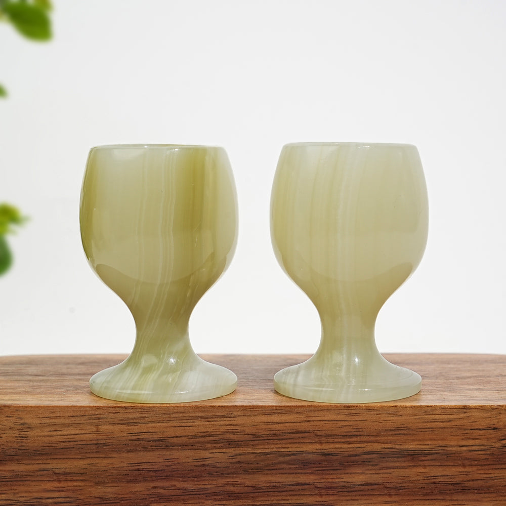 Natural Crystal Afghanistan Jade Wine Glass Carving
