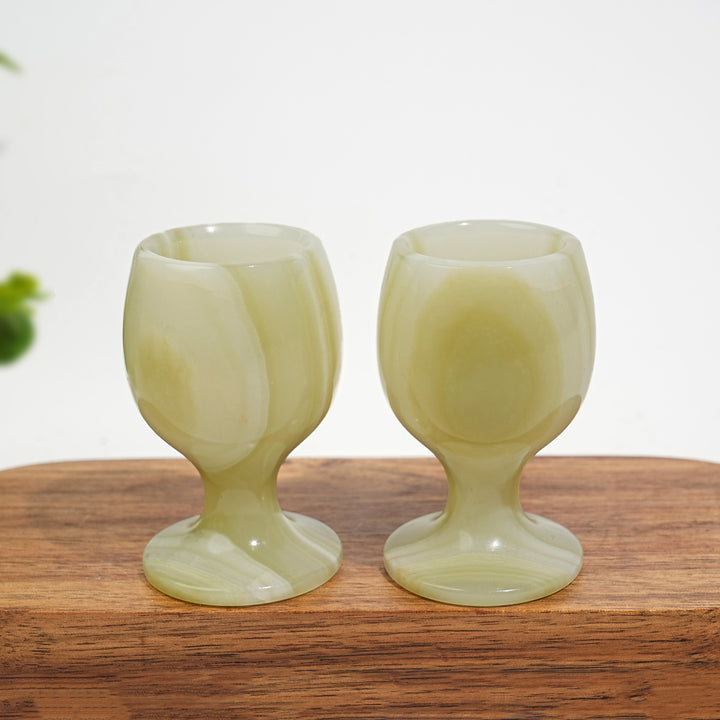 Natural Crystal Afghanistan Jade Wine Glass Carving