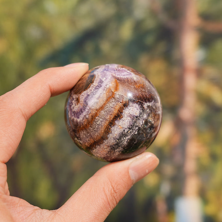 Natural Fluorite with Pyrite and Hematite Sphere