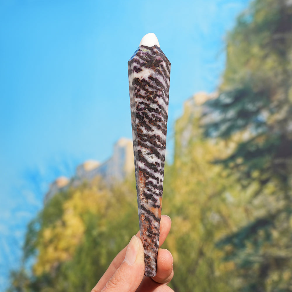 Natural Purple Zebra Fluorite Point