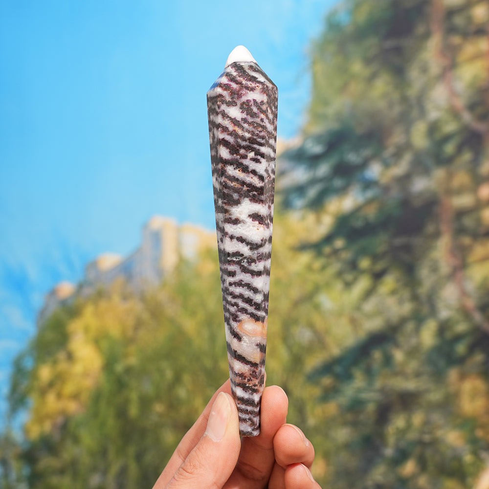 Natural Purple Zebra Fluorite Point