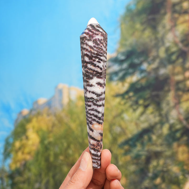 Natural Purple Zebra Fluorite Point