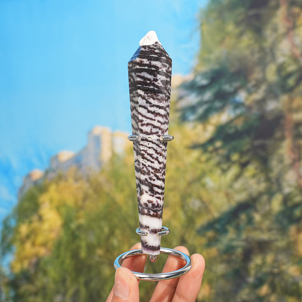 Natural Purple Zebra Fluorite Point