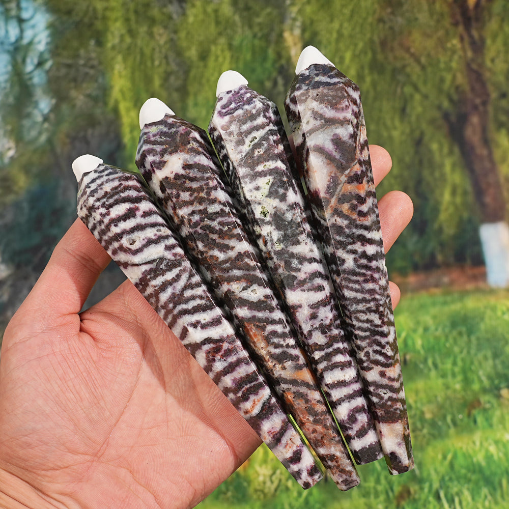 Natural Purple Zebra Fluorite Point