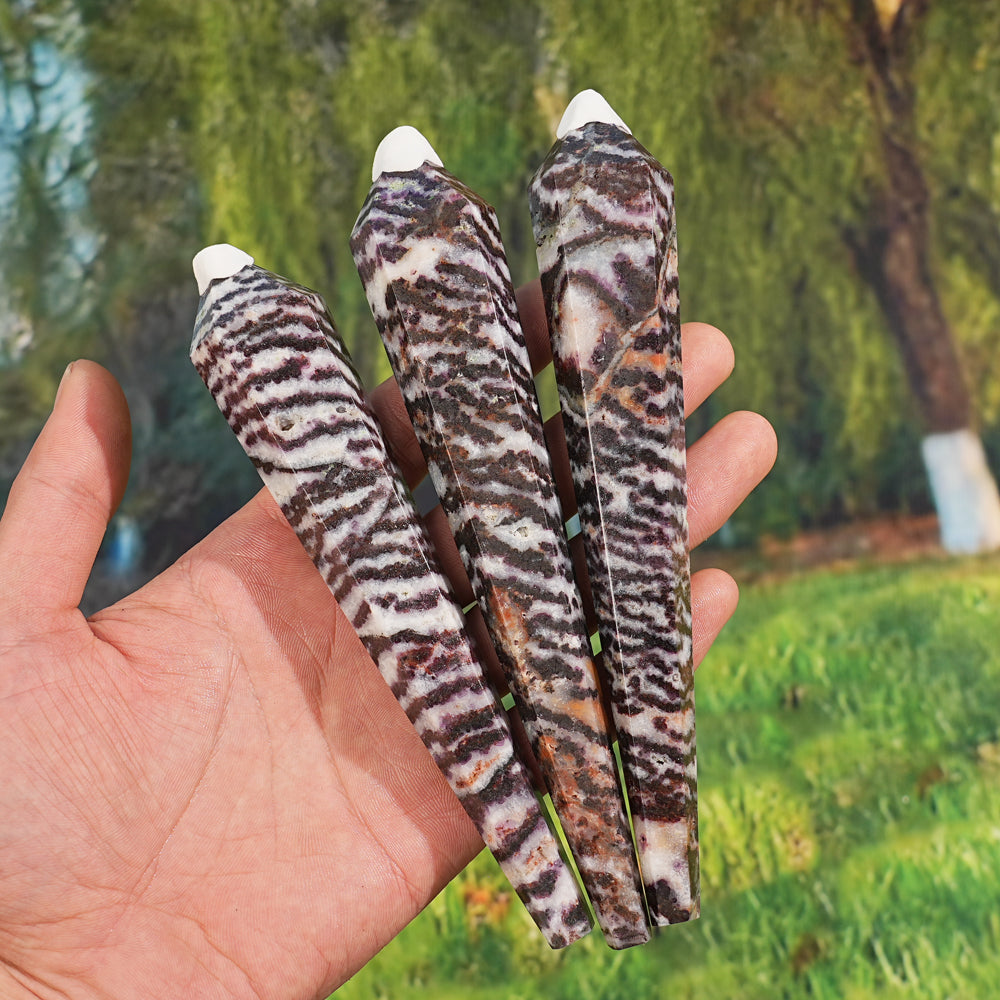 Natural Purple Zebra Fluorite Point