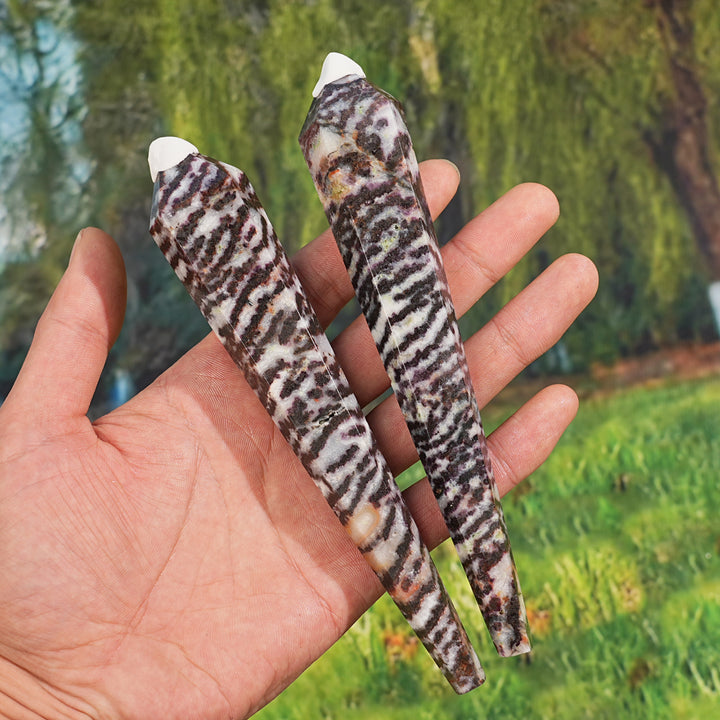 Natural Purple Zebra Fluorite Point