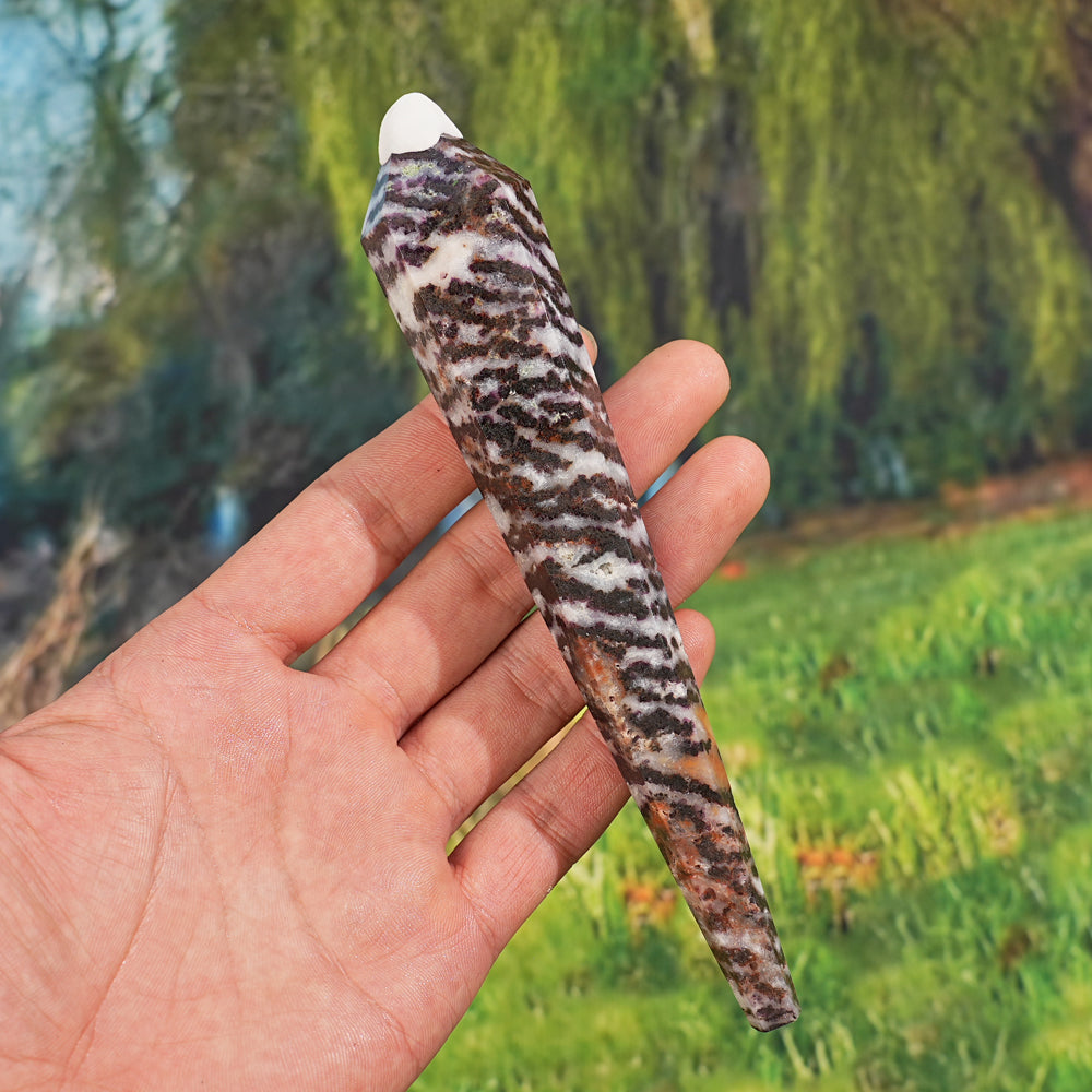 Natural Purple Zebra Fluorite Point