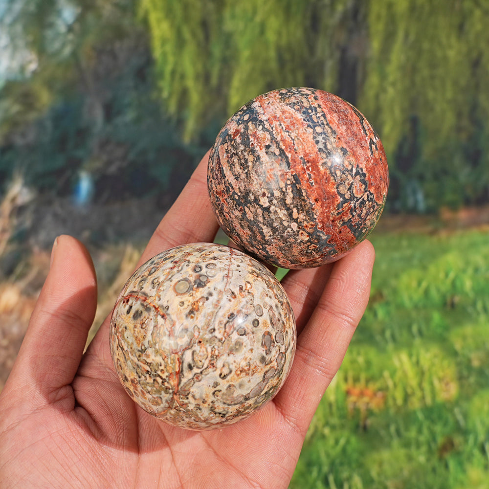 Natural Leopard Skin Jasper Sphere