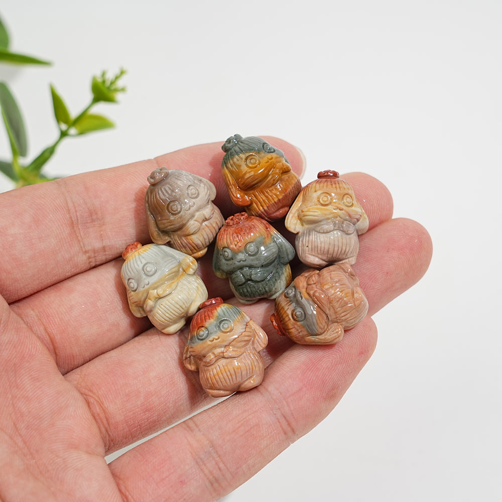 Natural Crystal Carving Alashan Agate Little Flower Rabbit