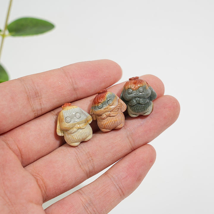 Natural Crystal Carving Alashan Agate Little Flower Rabbit