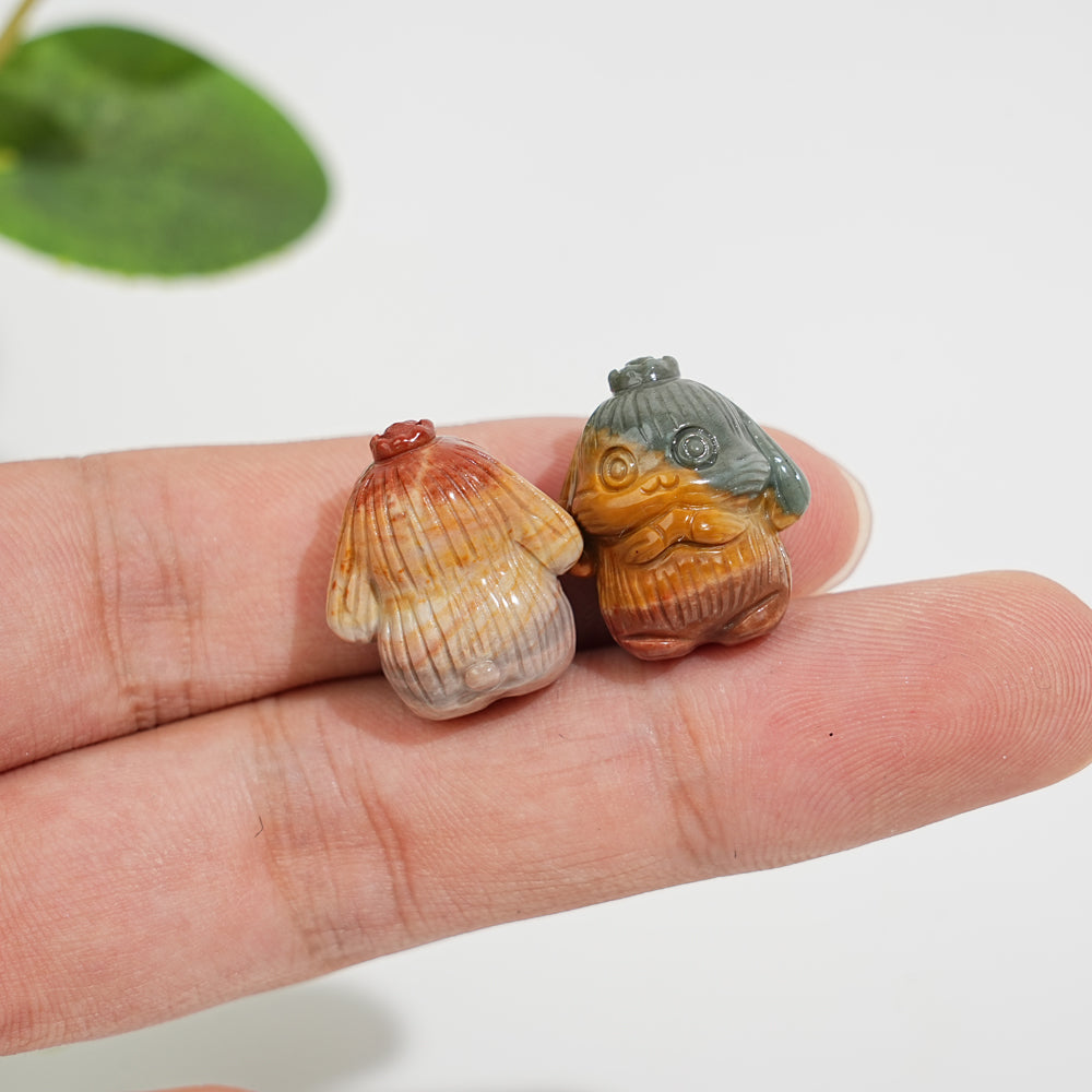 Natural Crystal Carving Alashan Agate Little Flower Rabbit