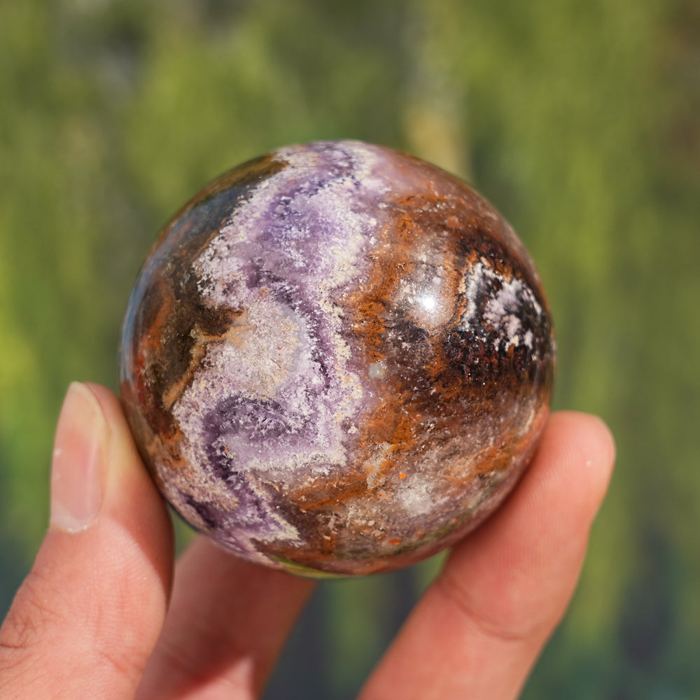 Natural Fluorite with Pyrite and Hematite Sphere