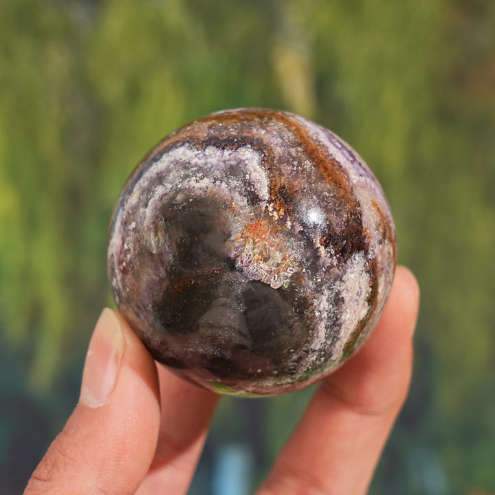 Natural Fluorite with Pyrite and Hematite Sphere