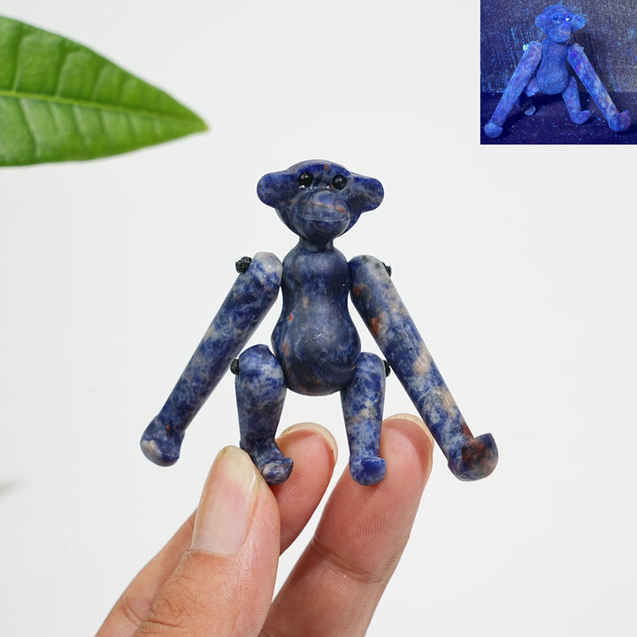 A Slightly Imperfect Natural Movable Joint Crystal Monkey Doll Carving