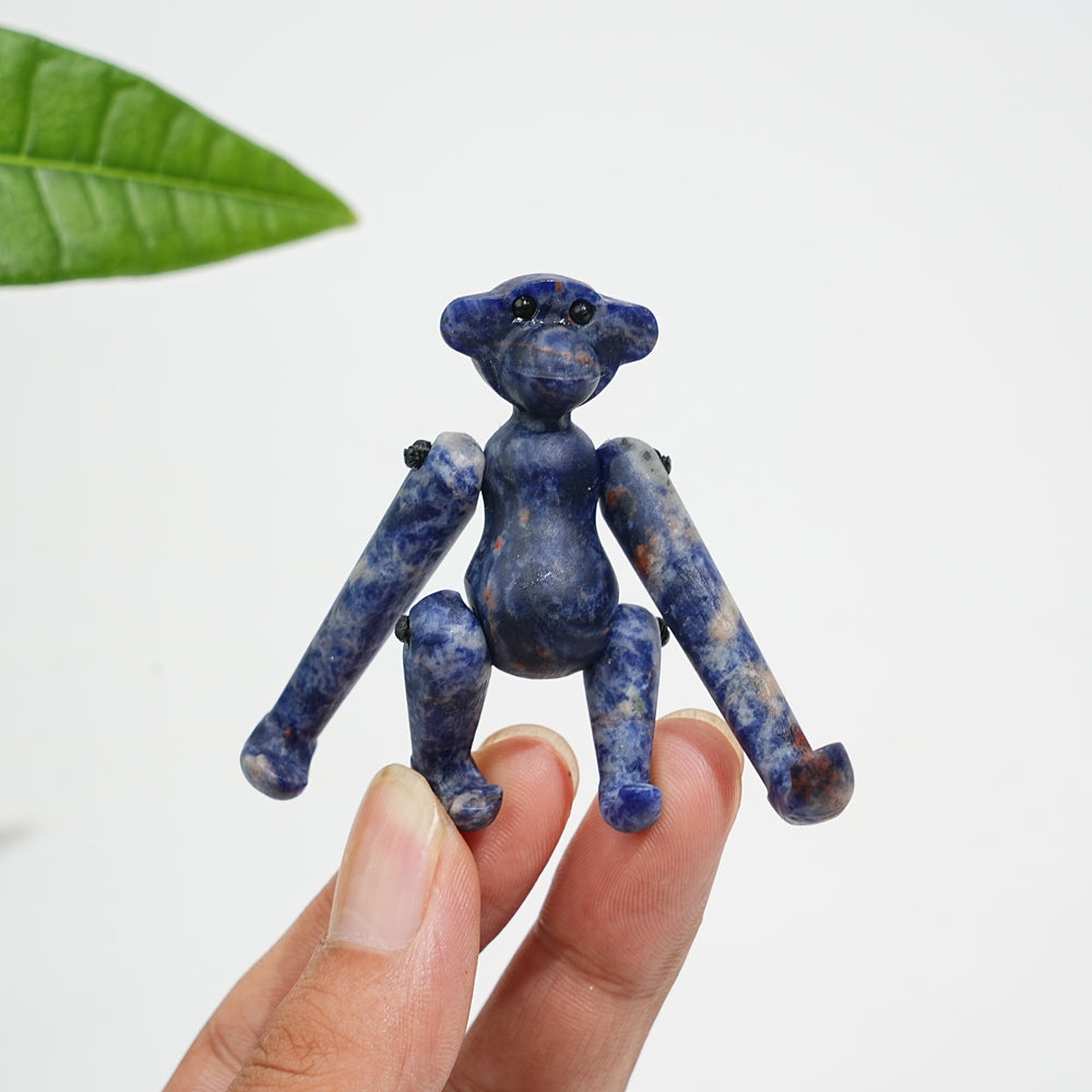 A Slightly Imperfect Natural Movable Joint Crystal Monkey Doll Carving