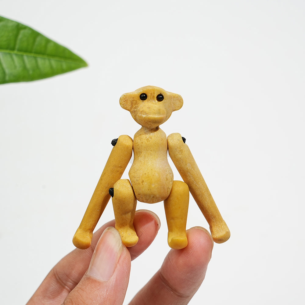 A Slightly Imperfect Natural Movable Joint Crystal Monkey Doll Carving