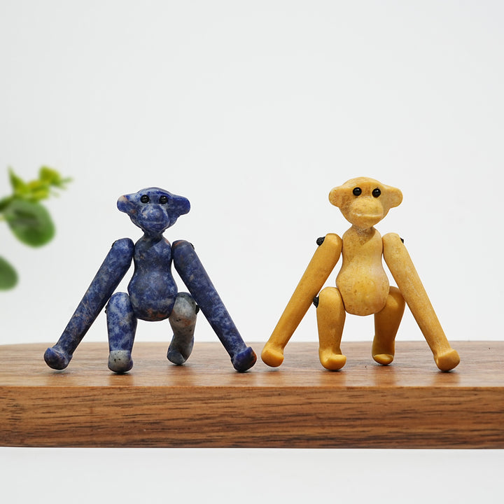 A Slightly Imperfect Natural Movable Joint Crystal Monkey Doll Carving