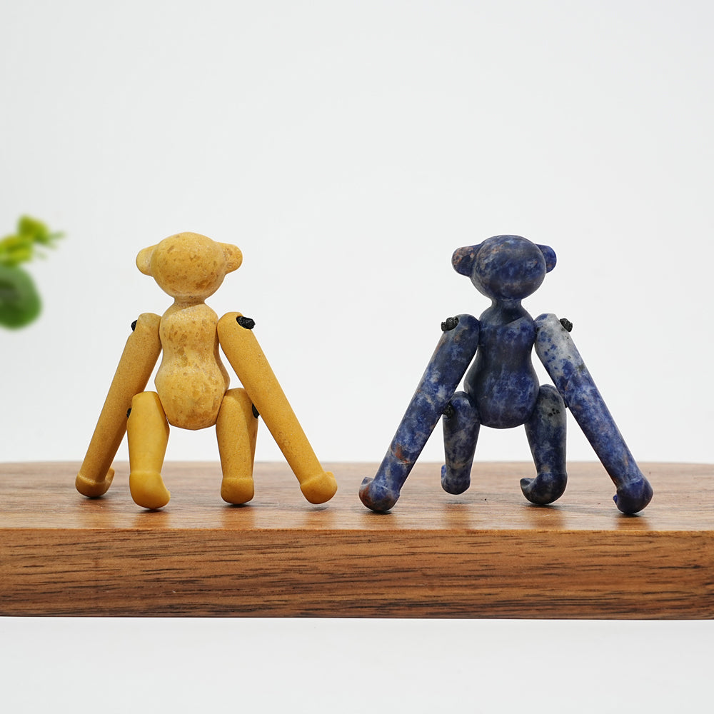 A Slightly Imperfect Natural Movable Joint Crystal Monkey Doll Carving