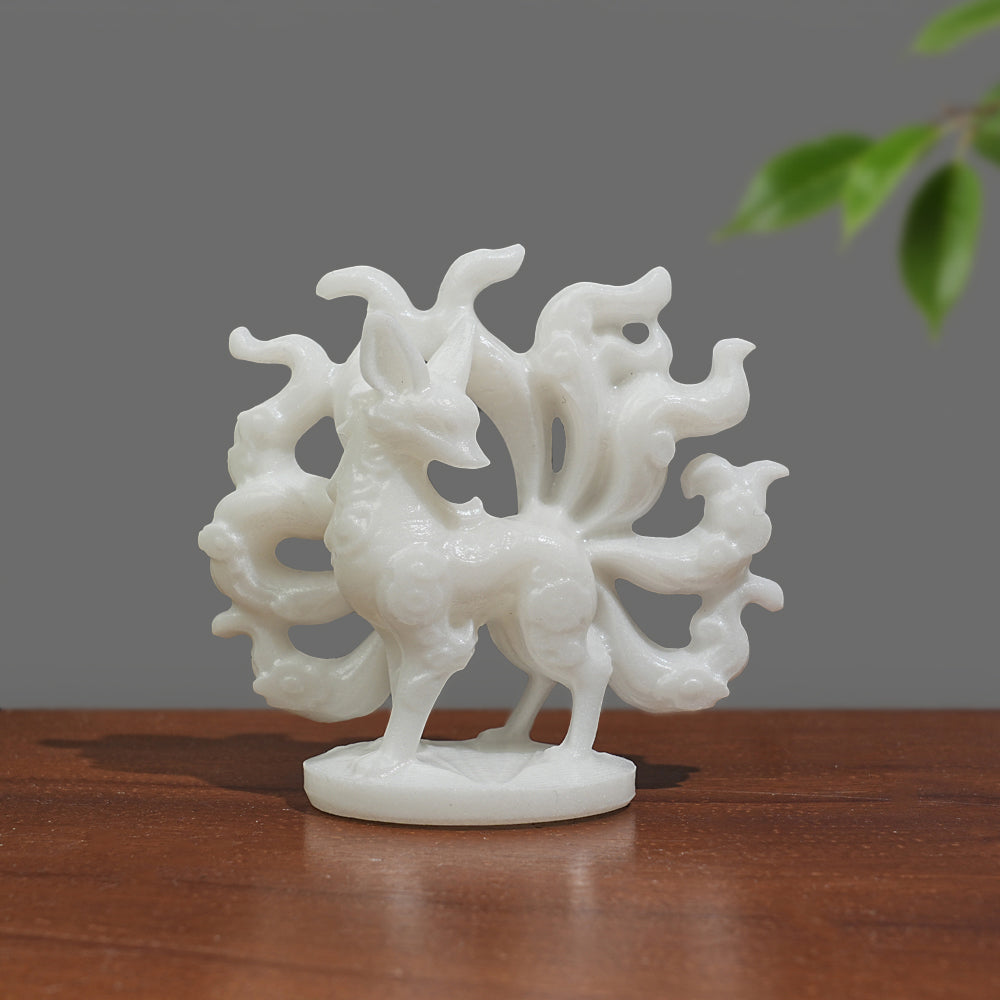 Natural Crystal Flower Nine Tailed Fox Carving
