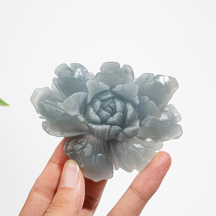 Unique,Natural Crystal Anhydrite Peony Flower Carving