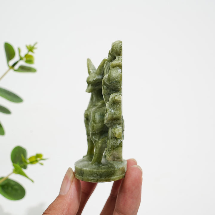 Natural Crystal Flower Nine Tailed Fox Carving