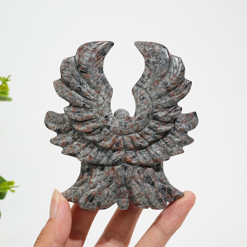 Unique,A Slightly Imperfect Natural Crystal Yooperlite Six-Wing Angel Carving