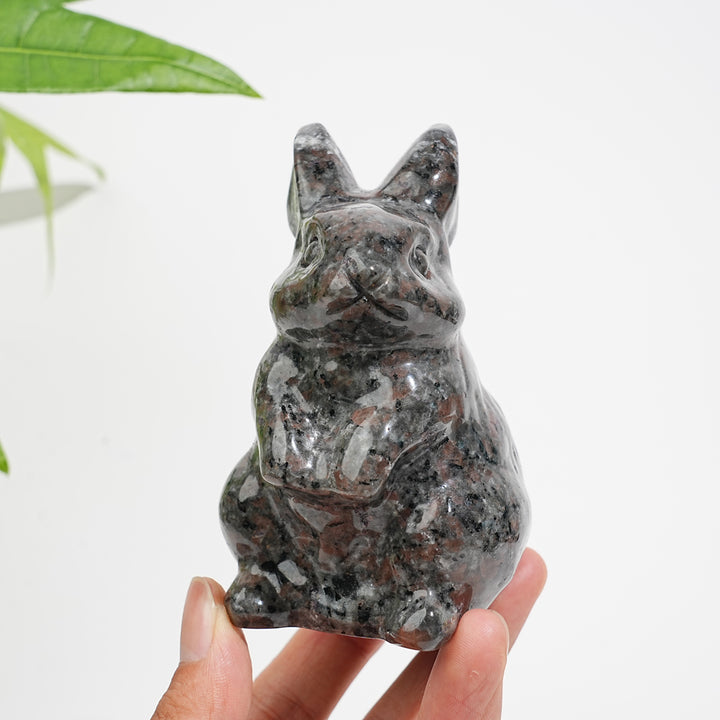 Unique,A Slightly Imperfect Natural Crystal Yooperlite Rabbit Carving