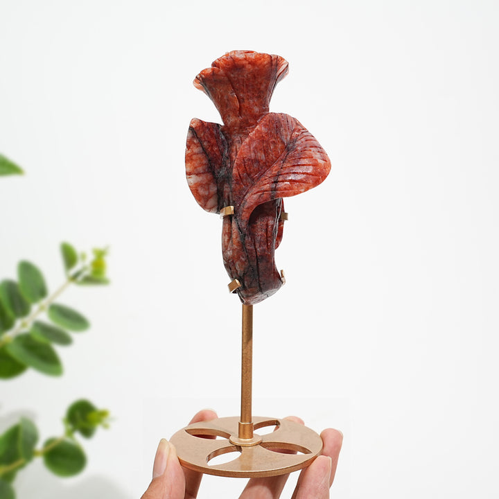 Natural Crystal Rose Carving With Stand