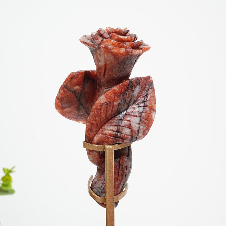 Natural Crystal Rose Carving With Stand