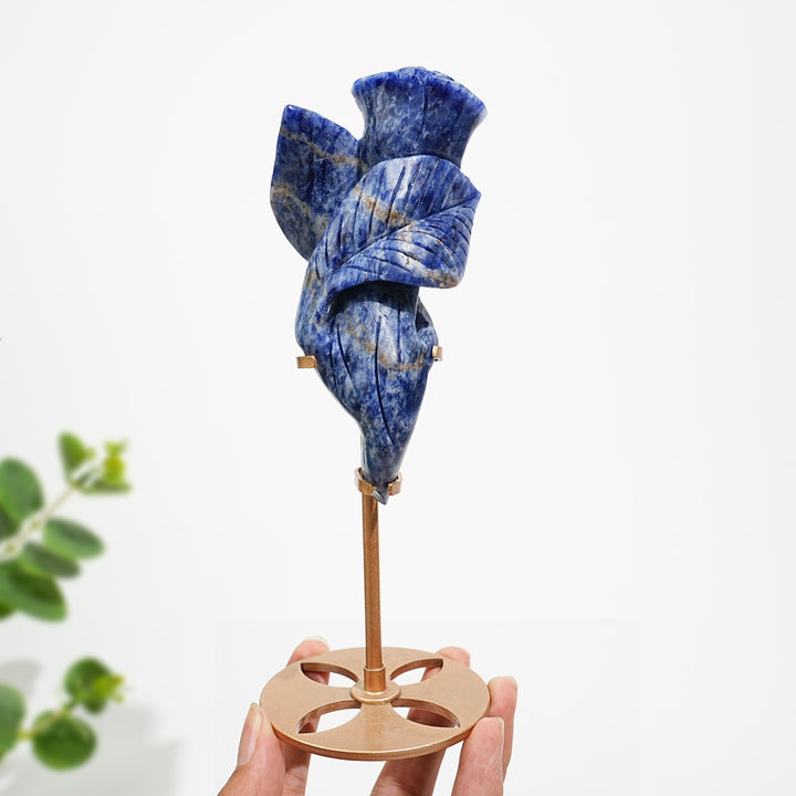 Natural Crystal Rose Carving With Stand