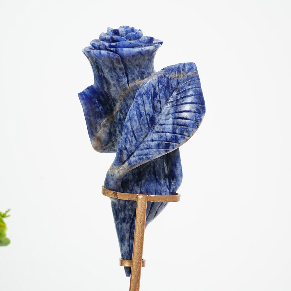 Natural Crystal Rose Carving With Stand