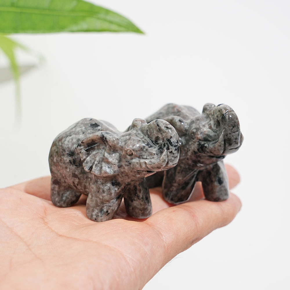 Natural Crystal Yooperlite Elephant Carving