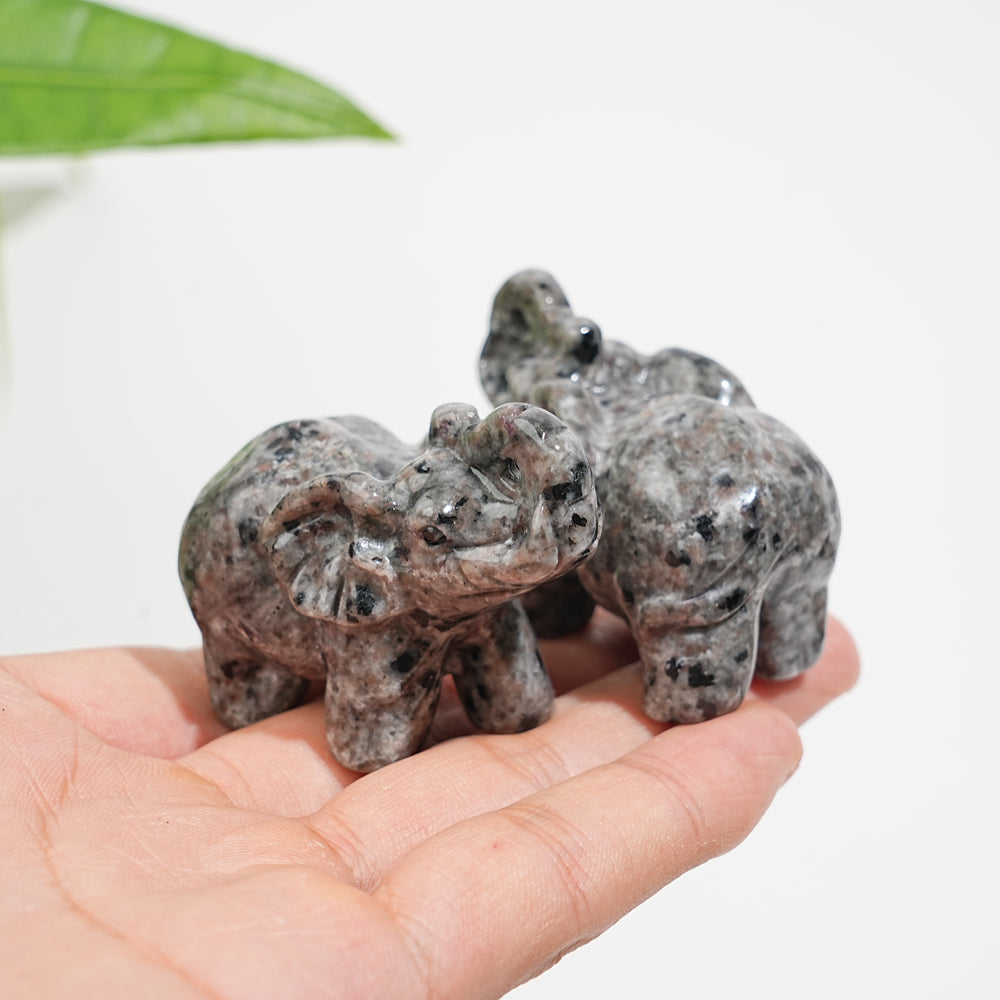 Natural Crystal Yooperlite Elephant Carving