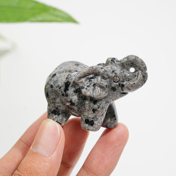 Natural Crystal Yooperlite Elephant Carving
