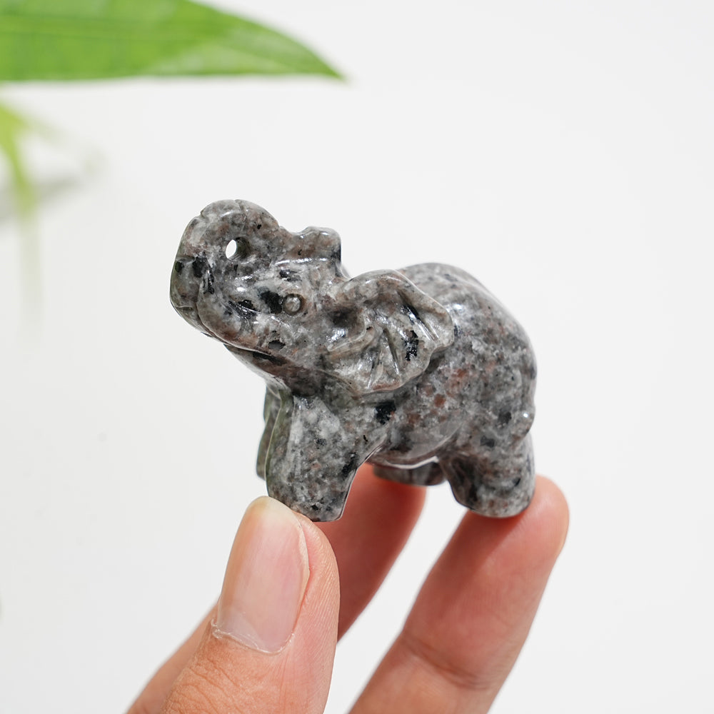 Natural Crystal Yooperlite Elephant Carving